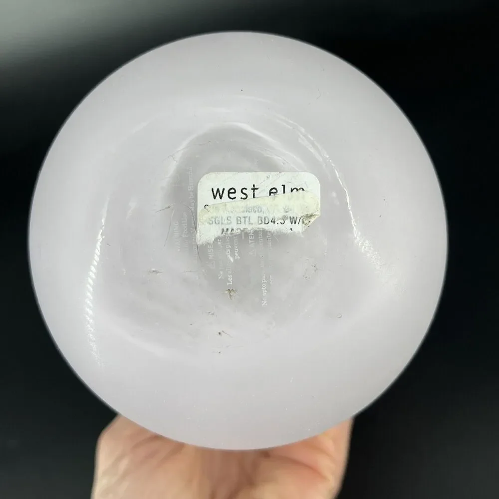 West Elm Soft Pink Cased Glass Vase Matte Finish White Interior 5 in